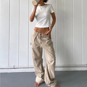 Princess Polly Miami Vice Pants NEVER WORN in Beige size 4US